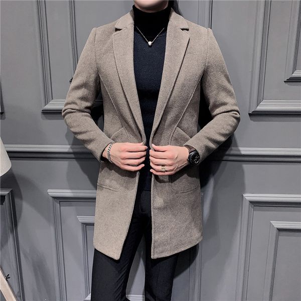 2020 men's wool middle-length coat trench korean winter thin streetwear jacket thicken vintage, Black;brown
2020 men's wool middle-length coat trench korean winter thin streetwear jacket thicken vintage, Black;brown