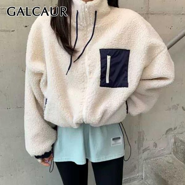 galcaur korean coats for women stand collar long sleeve patchwork hit color drawstring oversized lambfur coat female 2020 style, Black
galcaur korean coats for women stand collar long sleeve patchwork hit color drawstring oversized lambfur coat female 2020 style, Black
