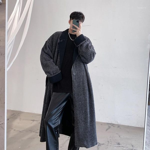 new autumn winter male streetwear broken edge cardigan jacket overcoat men vintage casual wool loose long trench coat outerwear1, Black
new autumn winter male streetwear broken edge cardigan jacket overcoat men vintage casual wool loose long trench coat outerwear1, Black