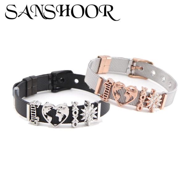 charm bracelets drop sanshoor jewelry family heart shaped slide charms fit stainless steel mesh bracelet set for women as gift, Golden;silver
charm bracelets drop sanshoor jewelry family heart shaped slide charms fit stainless steel mesh bracelet set for women as gift, Golden;silver