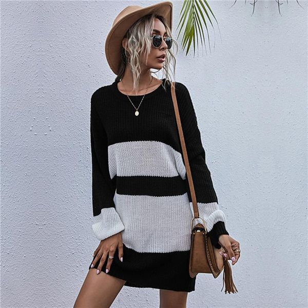 women's sweaters autumn sweater long women knitted jumpers sleeve pullover black and white patchwork for fashion, White;black
women's sweaters autumn sweater long women knitted jumpers sleeve pullover black and white patchwork for fashion, White;black