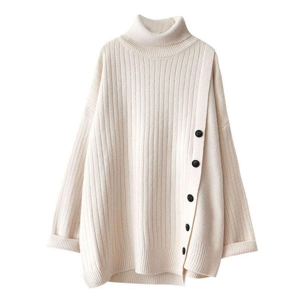ladies fashion women winter keep warm long sleeve solid color high collar loose button pullover sweater ropa de mujer, White;black
ladies fashion women winter keep warm long sleeve solid color high collar loose button pullover sweater ropa de mujer, White;black