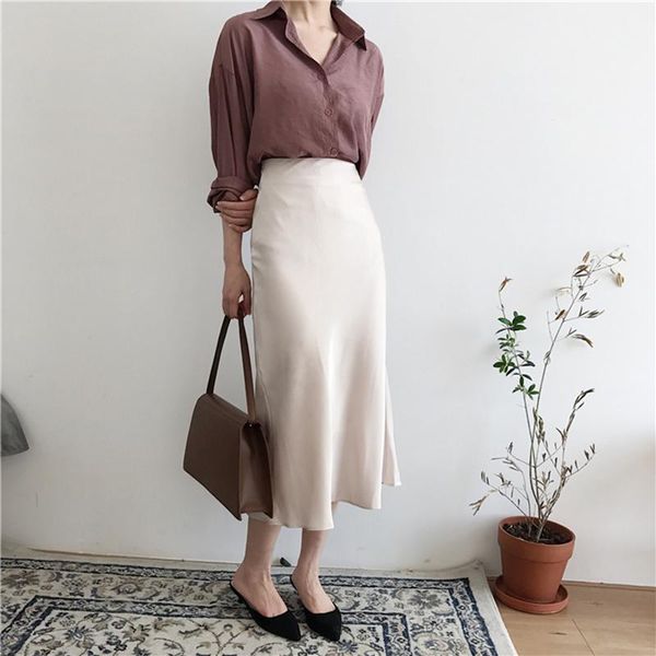 summer elegant high waist women long silky skirt brief solid color zipper a-line midi skirt1, Black
summer elegant high waist women long silky skirt brief solid color zipper a-line midi skirt1, Black