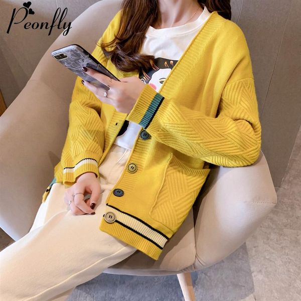 peonfly korean style new 2021 spring knitted cardigans loose casual single breasted thick sweater jumpers women coat yellow blue, White
peonfly korean style new 2021 spring knitted cardigans loose casual single breasted thick sweater jumpers women coat yellow blue, White