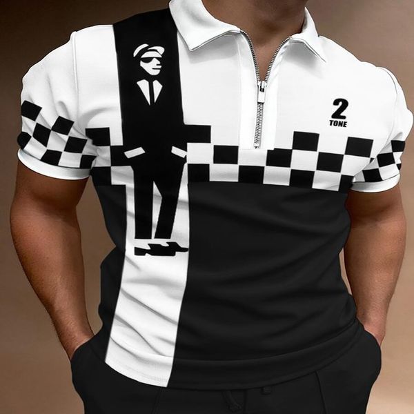 Casual men's short sve T-shirt, vintage printed polo, zipper, breathable, fitns, summer, White;black
Casual men's short sve T-shirt, vintage printed polo, zipper, breathable, fitns, summer, White;black