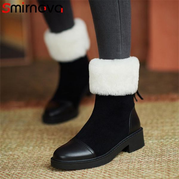 smirnova cow leather +flock winter shoes women wool thick fur snow boots zipper thick heel casual shoes women ankle boots, Black
smirnova cow leather +flock winter shoes women wool thick fur snow boots zipper thick heel casual shoes women ankle boots, Black