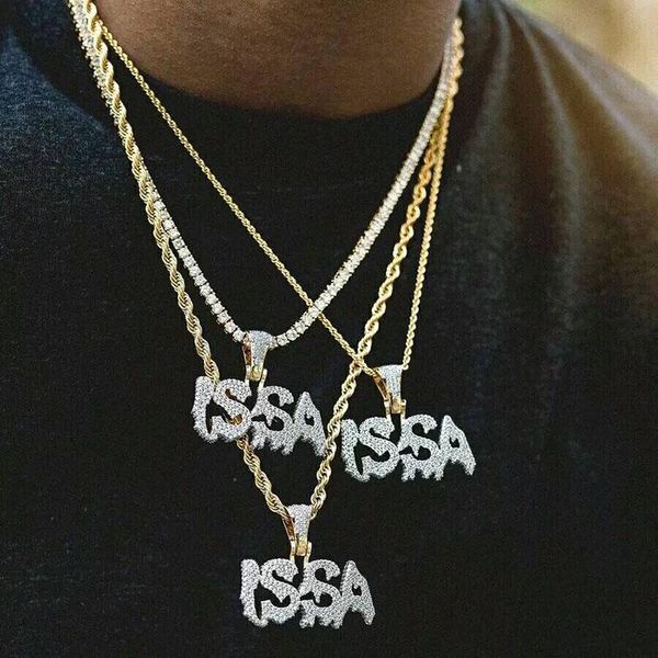 us7 letter issa pendant cubic zirconia micro paved cz bling iced out charm necklace for men hip hop jewelry, Silver
us7 letter issa pendant cubic zirconia micro paved cz bling iced out charm necklace for men hip hop jewelry, Silver