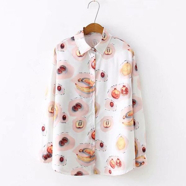 women's blouses & shirts sweet fashion women 2021 fruit print long sleeve chiffon shirt summer turn down collar casual ladies 1, White
women's blouses & shirts sweet fashion women 2021 fruit print long sleeve chiffon shirt summer turn down collar casual ladies 1, White