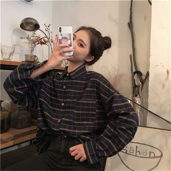 simple vintage plaid loose all match korean style college wind fashion female women long sleeve shirts y200103, White
simple vintage plaid loose all match korean style college wind fashion female women long sleeve shirts y200103, White