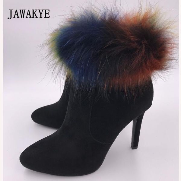 jawakye point toe black real suede ankle boots women colorful big fur snow boots girls high heels winter woman1
jawakye point toe black real suede ankle boots women colorful big fur snow boots girls high heels winter woman1