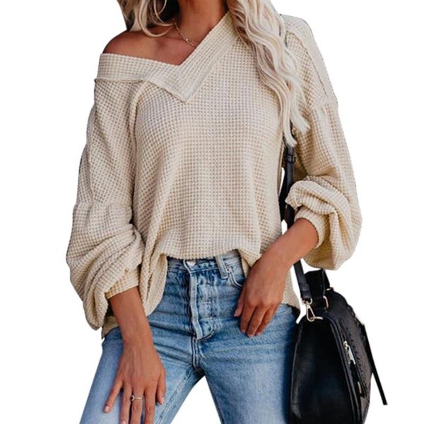 spring autumn women loose sweater v neck lantern long sleeve solid color office ladies pullover knitwear, White;black
spring autumn women loose sweater v neck lantern long sleeve solid color office ladies pullover knitwear, White;black
