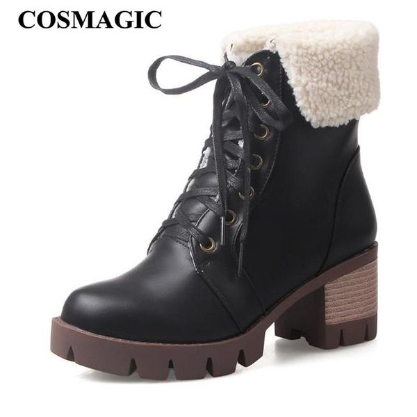 boots cosmagic 2021 women lamb wool ankle motorcycle high heel square lace up platform short botas mujer, Black
boots cosmagic 2021 women lamb wool ankle motorcycle high heel square lace up platform short botas mujer, Black