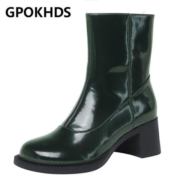gpokhds 2021 women soft ankle boots patent leather zippers boots winter short plush round toe high heels women, Black
gpokhds 2021 women soft ankle boots patent leather zippers boots winter short plush round toe high heels women, Black