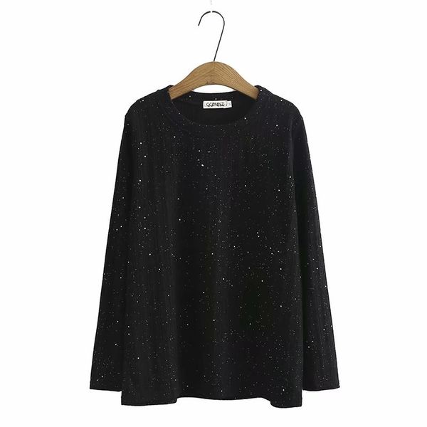 gray plus dark length long sleeve around neck spring fall simple mesh tshirts basic with glitter arba, White
gray plus dark length long sleeve around neck spring fall simple mesh tshirts basic with glitter arba, White