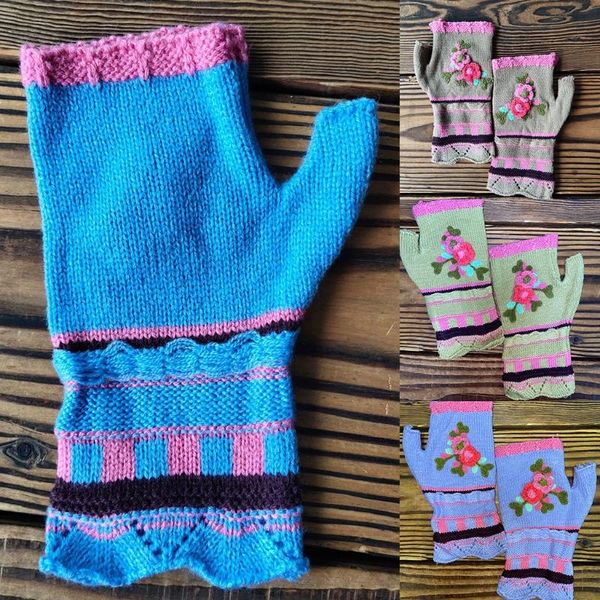 women vintage multicolor jacquard crochet floral fingerless gloves autumn knitted half finger texting mittens stretchy hole, Blue;gray
women vintage multicolor jacquard crochet floral fingerless gloves autumn knitted half finger texting mittens stretchy hole, Blue;gray