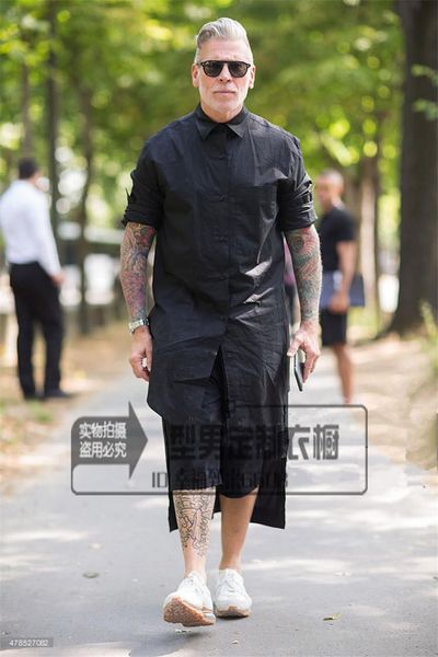 s-5xl 2021 new men's clothing spring summer slim personality medium-long long-sleeve shirt costume plus size singer costumes, White;black 
s-5xl 2021 new men's clothing spring summer slim personality medium-long long-sleeve shirt costume plus size singer costumes, White;black