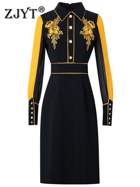 runway fashion long sleeve flower embroidery office work dresses for ladies elegant woman spring wear 2022 color block cocktail party vestid, White;black
runway fashion long sleeve flower embroidery office work dresses for ladies elegant woman spring wear 2022 color block cocktail party vestid, White;black