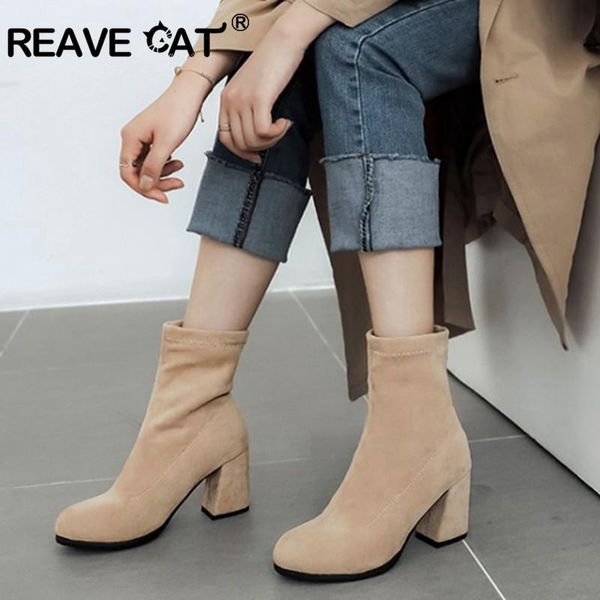 boots reave cat woman stretch faux suede block high heels round toe winter slip on shoes warm plush short booties large size 46, Black
boots reave cat woman stretch faux suede block high heels round toe winter slip on shoes warm plush short booties large size 46, Black