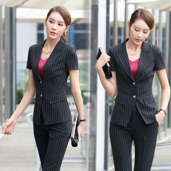 new summer short sleeve striped formal uniform design female pantsuits with and pants ladies office trousers set pants suit1, White
new summer short sleeve striped formal uniform design female pantsuits with and pants ladies office trousers set pants suit1, White