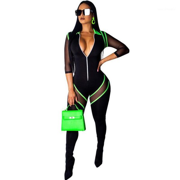 women's jumpsuits & rompers sheer mesh splicing bodycon jumpsuit women zipper turn-down collar streetwear fitness striped romper skinny, Black;white
women's jumpsuits & rompers sheer mesh splicing bodycon jumpsuit women zipper turn-down collar streetwear fitness striped romper skinny, Black;white