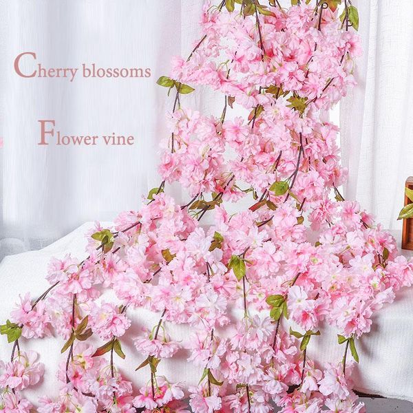 decorative flowers & wreaths 1.8 m cherry blossom artificial flower vine for home garden wall decoration wedding party fake pography props 
decorative flowers & wreaths 1.8 m cherry blossom artificial flower vine for home garden wall decoration wedding party fake pography props