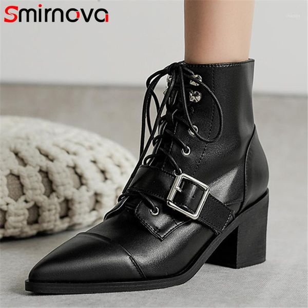 boots smirnova 2021 vintage genuine leather shoes women motorcycle pointed toe buckle lace up thick heel ankle woman1, Black
boots smirnova 2021 vintage genuine leather shoes women motorcycle pointed toe buckle lace up thick heel ankle woman1, Black