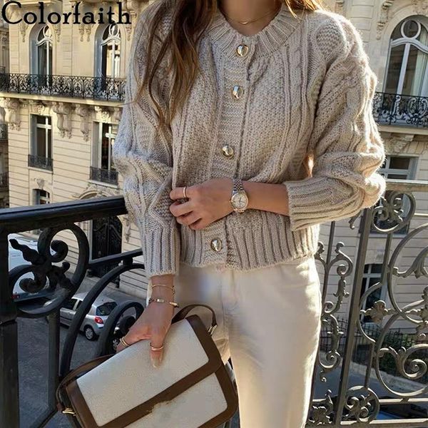 women's knits & tees colorfaith 2021 autumn winter sweaters buttons short cardigans oversize elegant vintage korean ladies swc1800, White
women's knits & tees colorfaith 2021 autumn winter sweaters buttons short cardigans oversize elegant vintage korean ladies swc1800, White