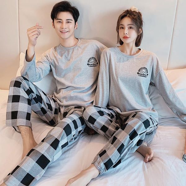 100% cotton long sleeve casual plaid pants pajama sets for men 2020 autumn couples sleepwear pyjamas women homewear home clothes, Black;brown 
100% cotton long sleeve casual plaid pants pajama sets for men 2020 autumn couples sleepwear pyjamas women homewear home clothes, Black;brown