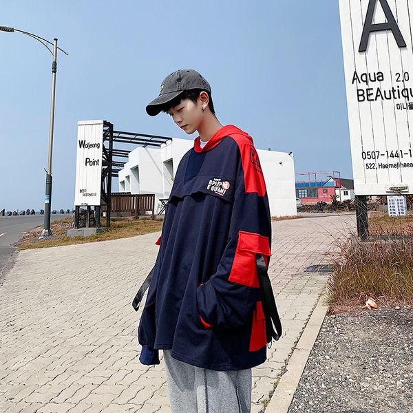 sweatshirt 2021 male spring and autumn new cap collar cover beat youth m-5xl p0gi, Black