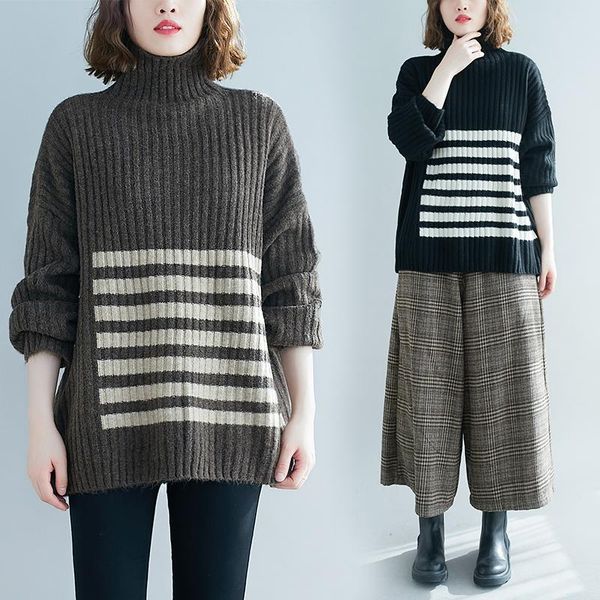 women's sweaters nyfs korean turtleneck woman sweater winter clothing 2021 loose horizontal stripes keep warm knit, White;black
women's sweaters nyfs korean turtleneck woman sweater winter clothing 2021 loose horizontal stripes keep warm knit, White;black