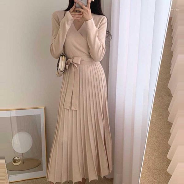 casual dresses korean chic elegant dress one-piece ladies belted waist pleated 2021 winter women long sleeves knitted sweater dress1, Black;gray
casual dresses korean chic elegant dress one-piece ladies belted waist pleated 2021 winter women long sleeves knitted sweater dress1, Black;gray