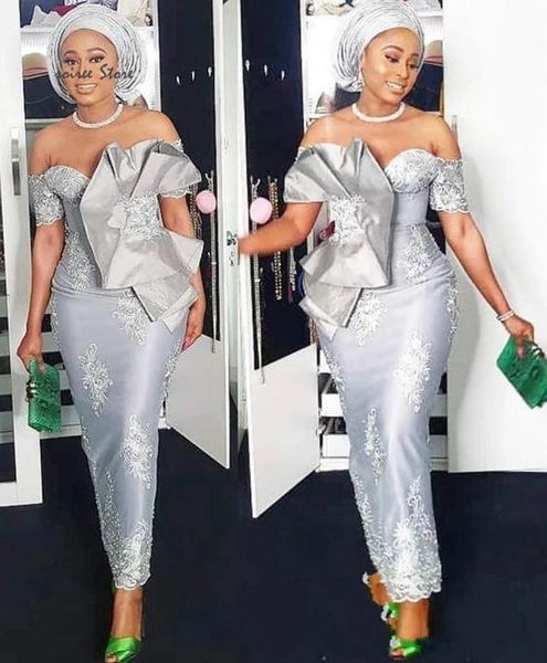 elegant aso ebi african sliver mother of the bride groom dresses ankle length off shoulder lace applique bows evening formal dress, Black;red
elegant aso ebi african sliver mother of the bride groom dresses ankle length off shoulder lace applique bows evening formal dress, Black;red