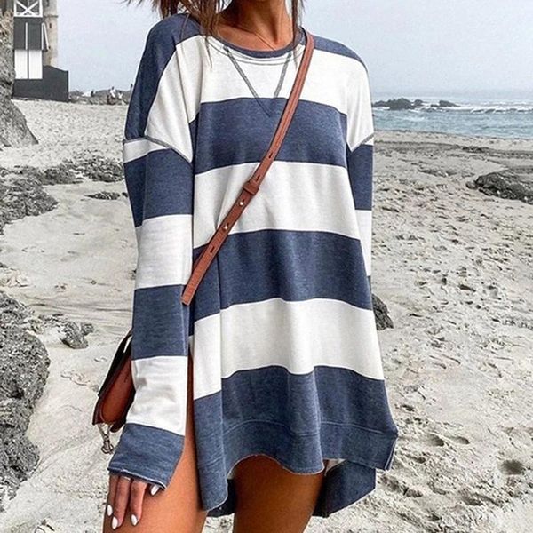 women's t-shirt women casual loose ladies fashion stripe t-shirts woman simple o-neck for female, White
women's t-shirt women casual loose ladies fashion stripe t-shirts woman simple o-neck for female, White