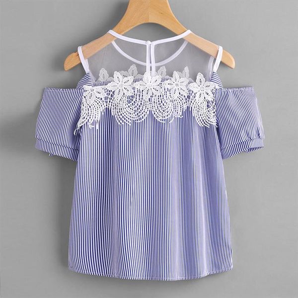 summer short sleeve shirt lace off shoulder lace striped casual blouse women and blouses blusas mujer de moda 2s, White
summer short sleeve shirt lace off shoulder lace striped casual blouse women and blouses blusas mujer de moda 2s, White