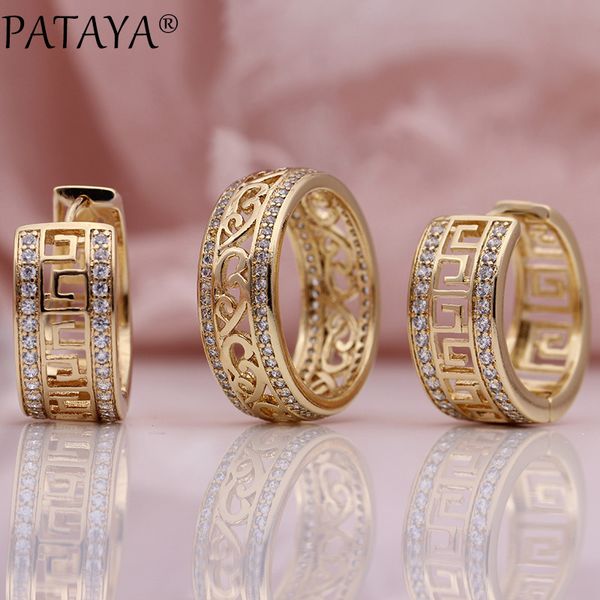 pataya new 585 rose gold exquisite hollow natural zircon dangle earrings rings sets women wedding luxury party jewelry set gift 201222, Slivery;crystal
pataya new 585 rose gold exquisite hollow natural zircon dangle earrings rings sets women wedding luxury party jewelry set gift 201222, Slivery;crystal