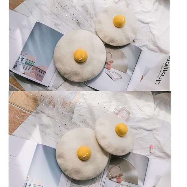 berets women cute hats yolk handmade wool felt painter creative parent-child hat child baby poached egg beret fashion ladies cap, Blue;gray
berets women cute hats yolk handmade wool felt painter creative parent-child hat child baby poached egg beret fashion ladies cap, Blue;gray
