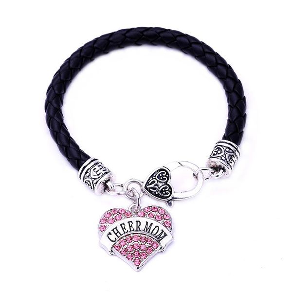 selling rhodium plated with sparkling crystals cheer mom heart pendant bracelet rope chain, Black
selling rhodium plated with sparkling crystals cheer mom heart pendant bracelet rope chain, Black