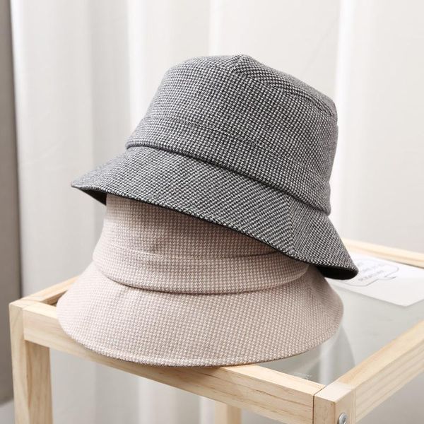 wide brim hats 2021 autumn winter womens japanese art small plaid woolen fisherman hat casual wild outdoo warm basin accessories, Blue;gray
wide brim hats 2021 autumn winter womens japanese art small plaid woolen fisherman hat casual wild outdoo warm basin accessories, Blue;gray
