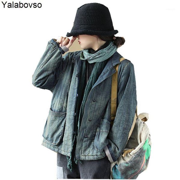 winter new style art vintage denim cotton coat women's vintage loose long sleeve cotton coat for women single breasted z31, Black
winter new style art vintage denim cotton coat women's vintage loose long sleeve cotton coat for women single breasted z31, Black