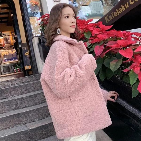 women's fur & faux women jacket thick warm cashmere two pockets furry jackets casual turn-down collar female winter styled coat, Black
women's fur & faux women jacket thick warm cashmere two pockets furry jackets casual turn-down collar female winter styled coat, Black