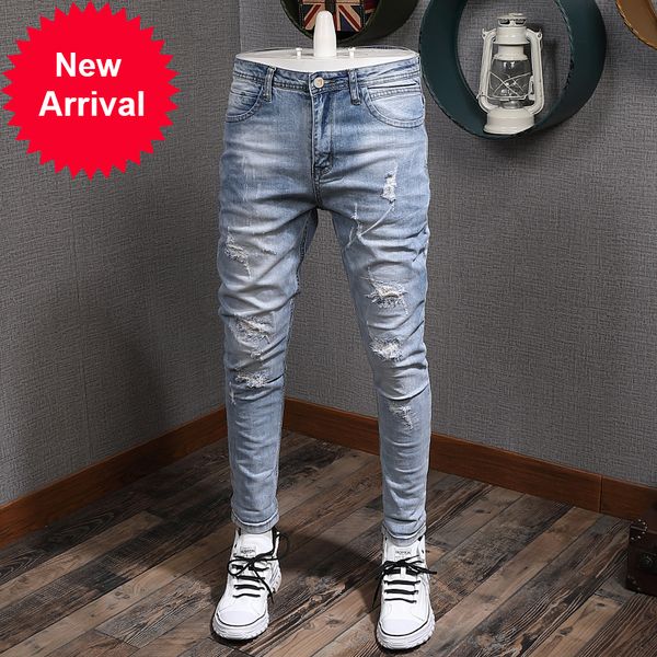 2021 new fashion streetwear men's breech breeches thin blue ribbon torn elastic fit denim pencil destroyed hip pants 3xrg
2021 new fashion streetwear men's breech breeches thin blue ribbon torn elastic fit denim pencil destroyed hip pants 3xrg