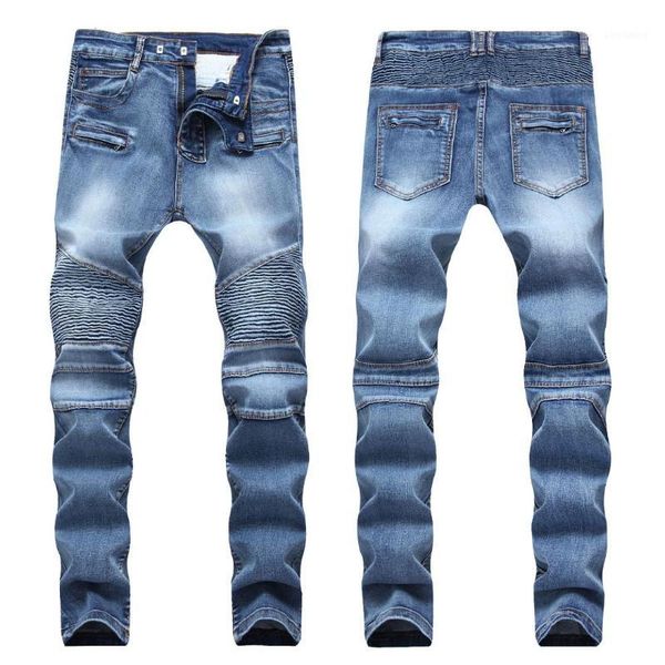 2019 designer men's biker jeans vintage washed motorcycle denim trousers pants straight plus size 28-401, Blue
2019 designer men's biker jeans vintage washed motorcycle denim trousers pants straight plus size 28-401, Blue