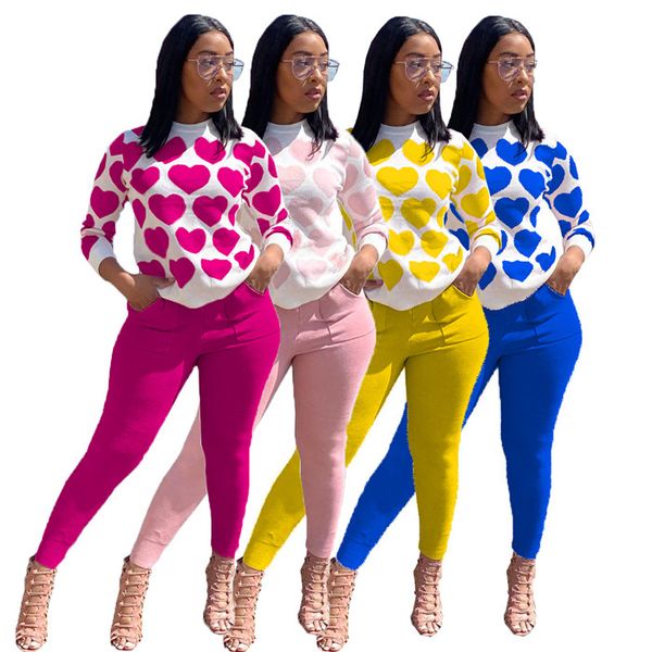 heart pattern womens two piece pants long sleeve o neck t shirts and slim pencil pants autumn casual women 2pcs outfit, White
heart pattern womens two piece pants long sleeve o neck t shirts and slim pencil pants autumn casual women 2pcs outfit, White