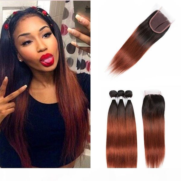 t 1b 33 dark root medium auburn straight ombre human hair weave 3 4 bundles with lace closure malaysian virgin hair extensions, Black;brown
t 1b 33 dark root medium auburn straight ombre human hair weave 3 4 bundles with lace closure malaysian virgin hair extensions, Black;brown
