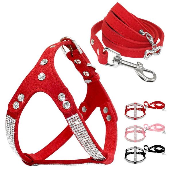 soft suede leather dog harness and leash set rhinestone puppy vest with crystal bone pendant for small medium pets chihuahua
soft suede leather dog harness and leash set rhinestone puppy vest with crystal bone pendant for small medium pets chihuahua