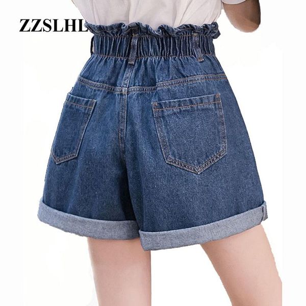 women's elastic high waist denim shorts new fashion female plus size blue crimping casual loose jeans, White;black
women's elastic high waist denim shorts new fashion female plus size blue crimping casual loose jeans, White;black