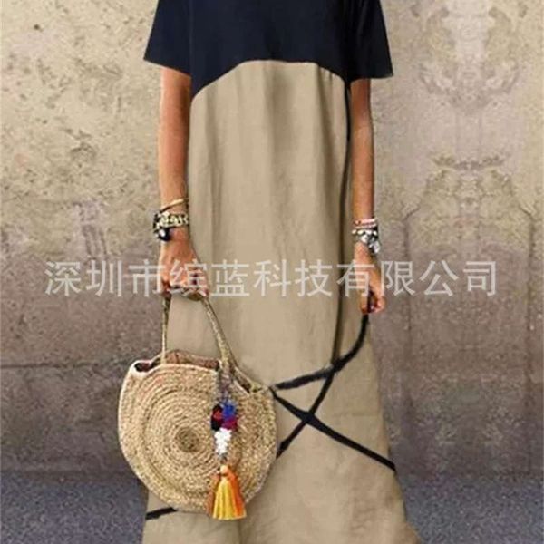 summer new 2019 korean loose large women's fashion cotton linen contrast round neck dress, Black;gray
summer new 2019 korean loose large women's fashion cotton linen contrast round neck dress, Black;gray