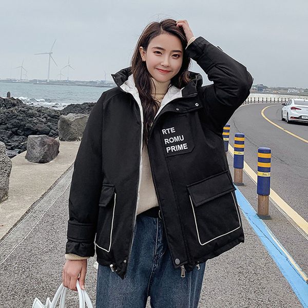 2021 newwinter women long thick plus size women's jacket hooded style warm letter print bubble coat mujer kba7, Black
2021 newwinter women long thick plus size women's jacket hooded style warm letter print bubble coat mujer kba7, Black