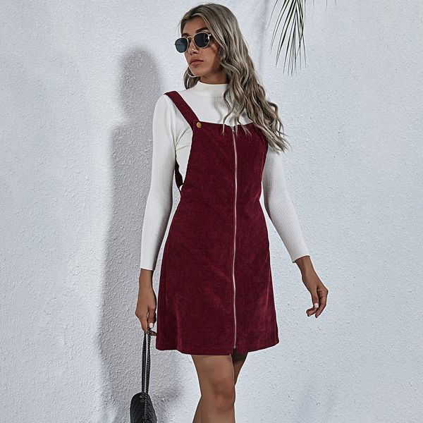 2021 new elegant female solid velvet zip-up spaghetti girdle mini dress above the knee lady office sleeveless winter clothes jlcp, Black;gray
2021 new elegant female solid velvet zip-up spaghetti girdle mini dress above the knee lady office sleeveless winter clothes jlcp, Black;gray