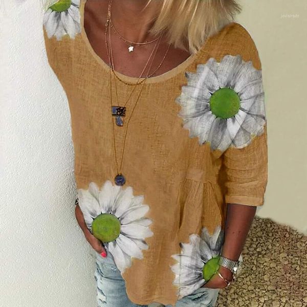 women's blouses & shirts 2021 fashion women bohemian daisy print summer shirt casual three-quarter sleeve pullover plus size female bl, White
women's blouses & shirts 2021 fashion women bohemian daisy print summer shirt casual three-quarter sleeve pullover plus size female bl, White